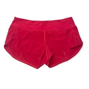 lululemon red speed ups, low rise 2.5 inch size 8